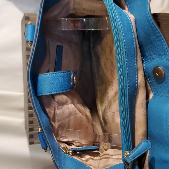 Michael Kors Hamilton Turquoise Blue Leather Bag with Chains. Perfect for season - Picture 4 of 16